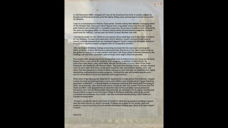 Setting down roots in London, Ontario. Larry Cornies, MA'86 (Journalism) - FIMS 25th Anniversary Memories