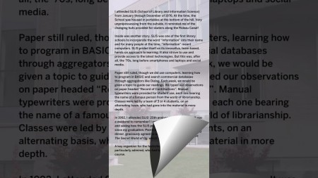 Memories from a SLIS grad. Barbara Kaye, MLS'77 - FIMS 25th Anniversary Memories